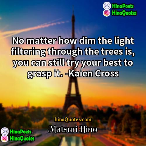 Matsuri Hino Quotes | No matter how dim the light filtering